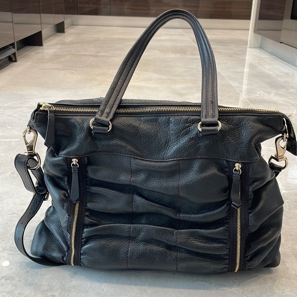 Cole Haan Handbags - LAST CHANCE! Cole Haan Black Ruched Satchel Leather Shoulder Bag